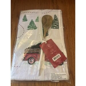 Hallmark Christmas Red Truck Tea Towel and‎ Wooden Spoon -Brand New